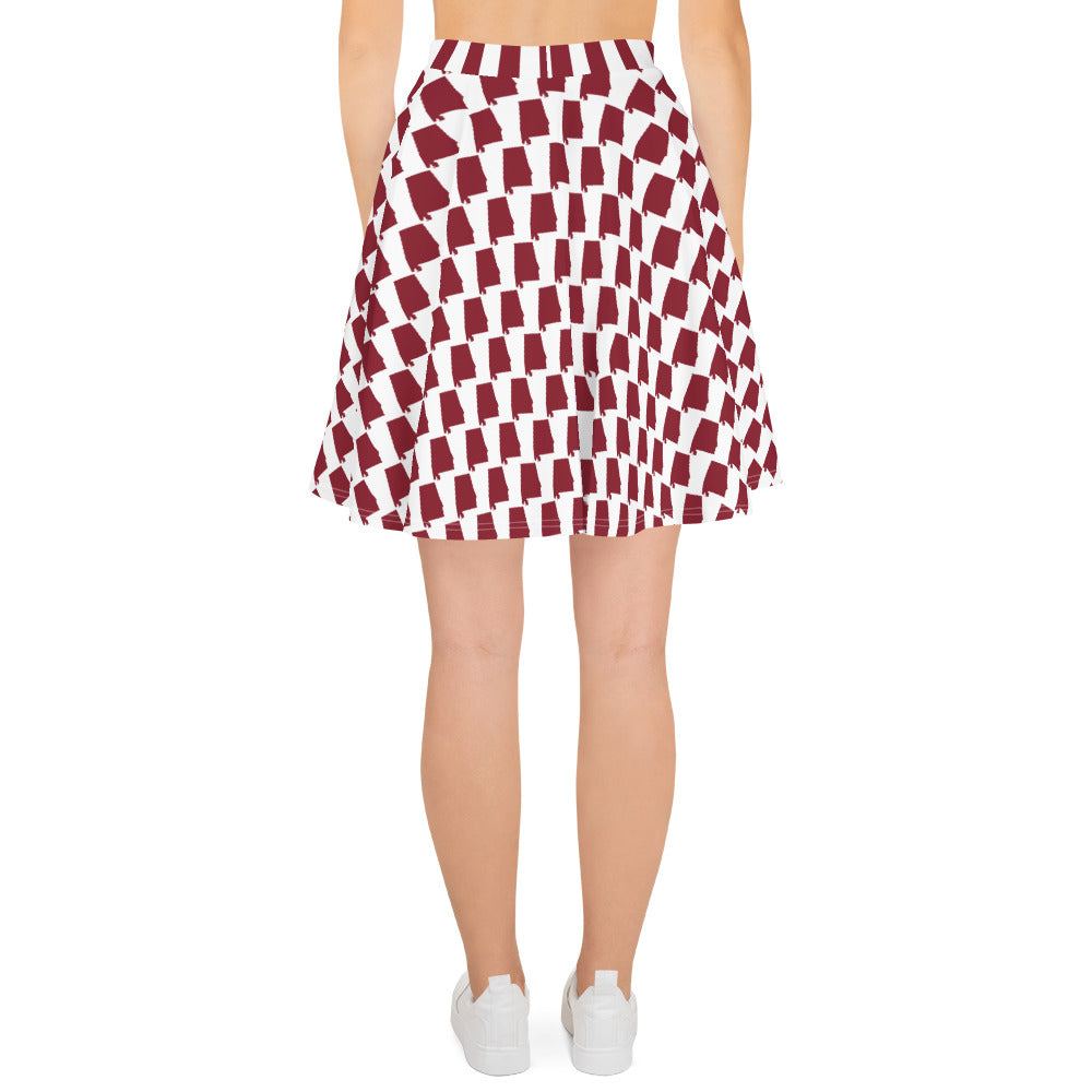 Alabama (Cardinal and White) - Skater Skirt
