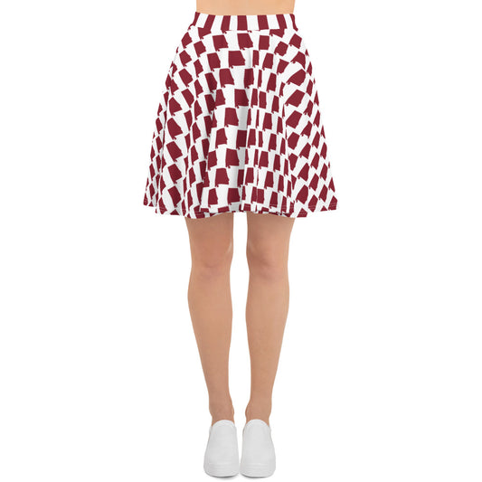 Alabama (Cardinal and White) - Skater Skirt